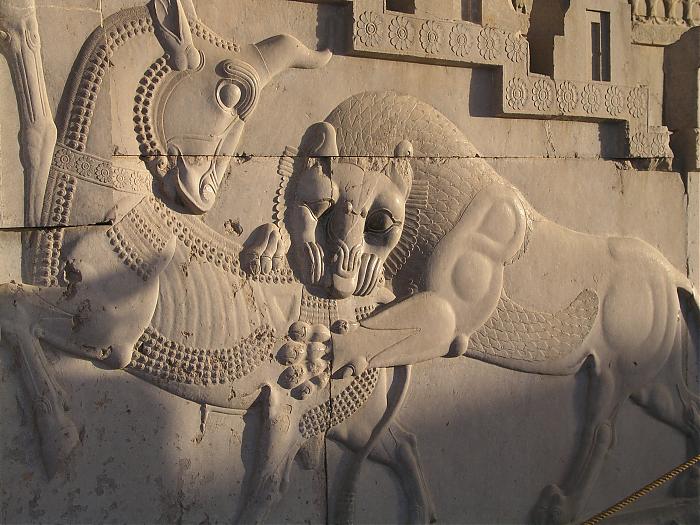 The lion and bull in combat at ancient Persepolis
