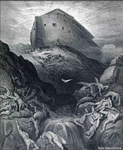 Noah's Ark Resting with Dove Returning - Gustave Dore