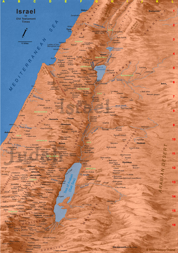 Large Map of Old Testament Israel (Time of the Kings)