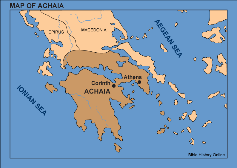 Map of the Region of Achaia in Greece