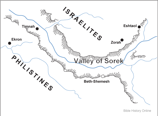 Map of the Philistine Valley of Sorek
