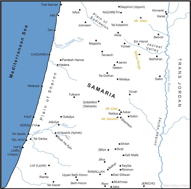 Map of Samaria in Ancient Israel