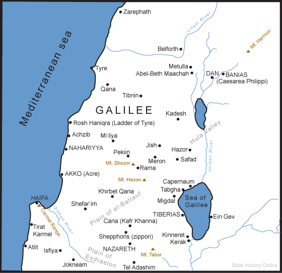 Map of the Upper Galilee Region in Ancient Israel 