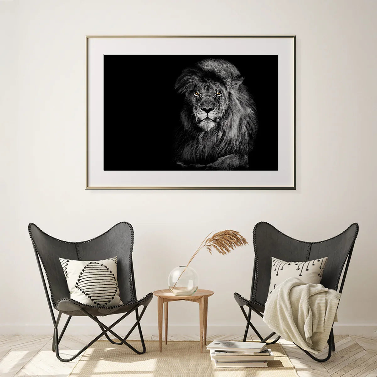 Lion King Portrait Black Poster Art Wall Decor