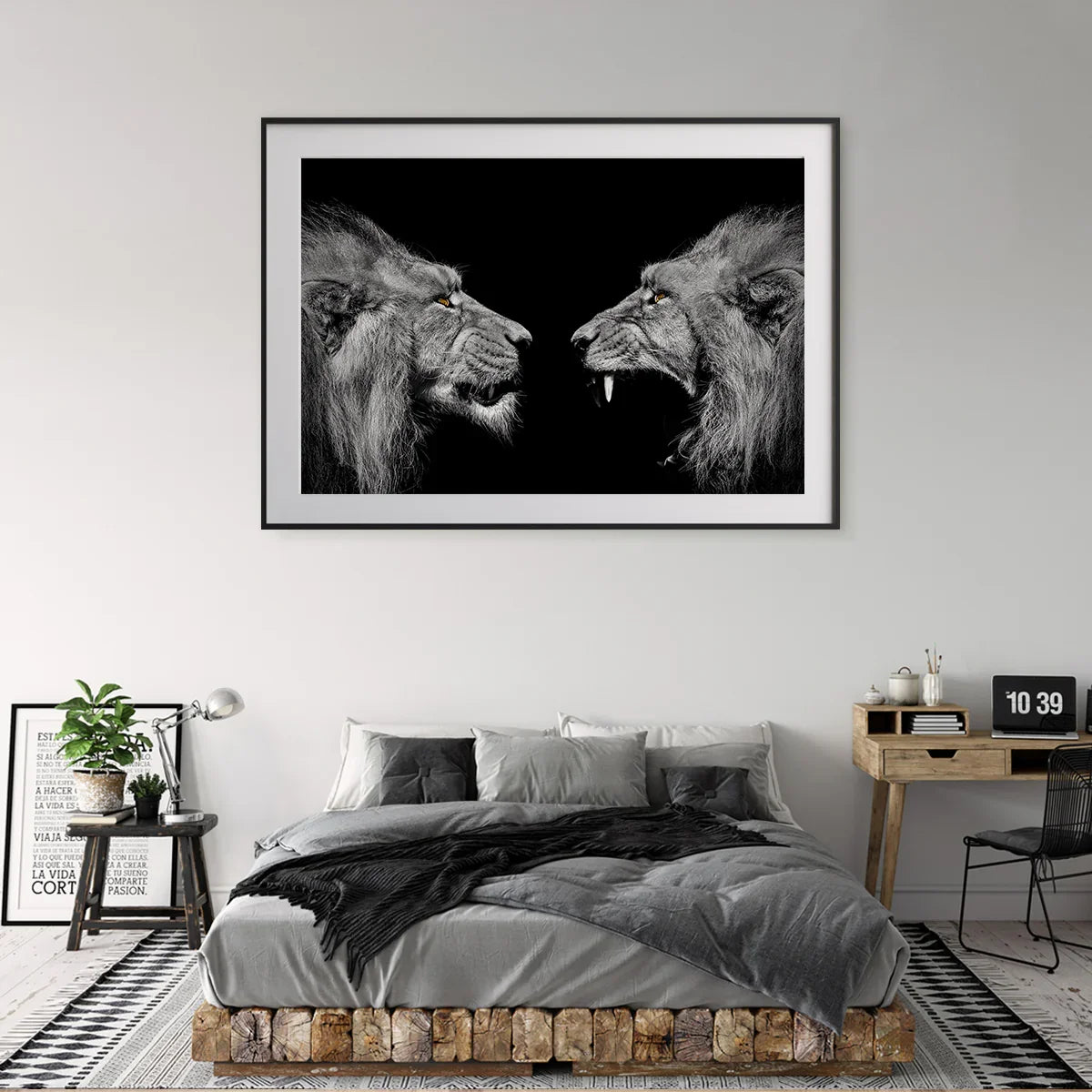 Two Lions Black & White Portrait