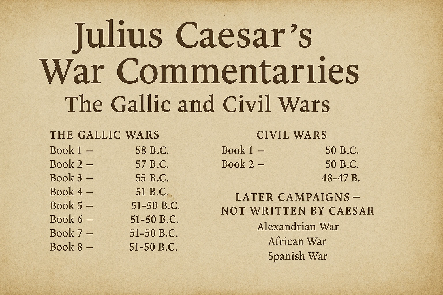 Julius Caesar’s War Commentaries: The Gallic and Civil Wars