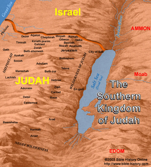 Map of the Southern Kingdpom of Judah