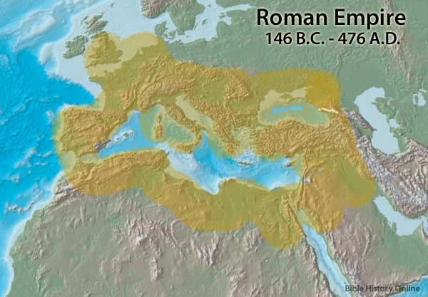 Map of the Roman Empire (46 BC - 476 AD) under the Emperor Trajan just before his death in116 AD.