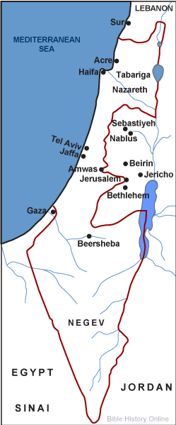 Map of the State of Israel in 1948-1949