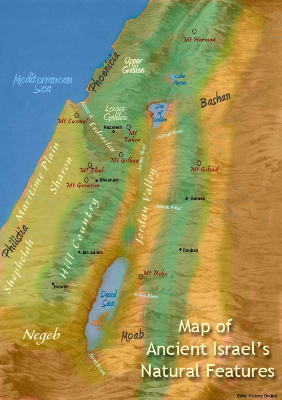Map of the Israel's Natural Features