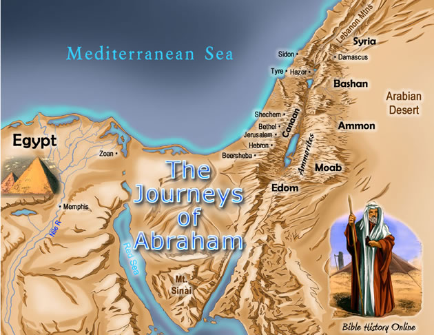 Map of the Journeys of Abraham