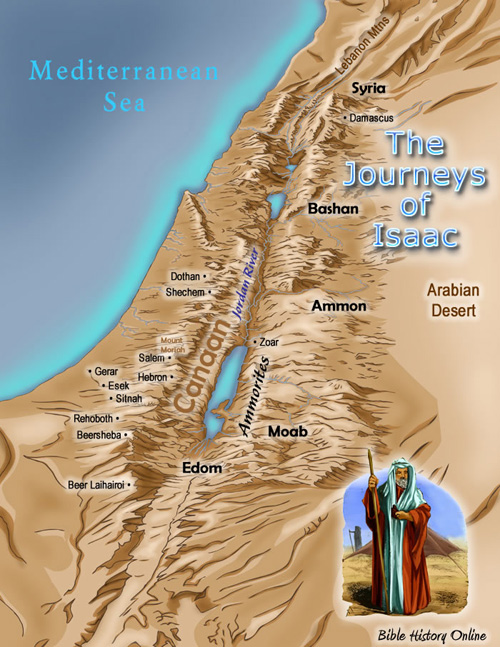 Map of the Journeys of Isaac