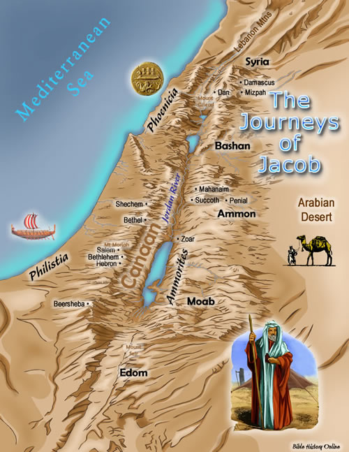 Map of the Journeys of Jacob