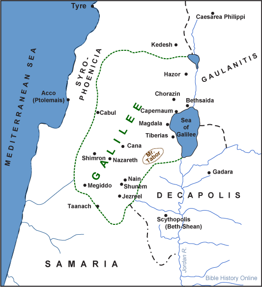 Map of the Galilee Region in Ancient Israel