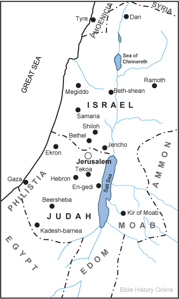 Map of the Kingdoms of Israel and Judah