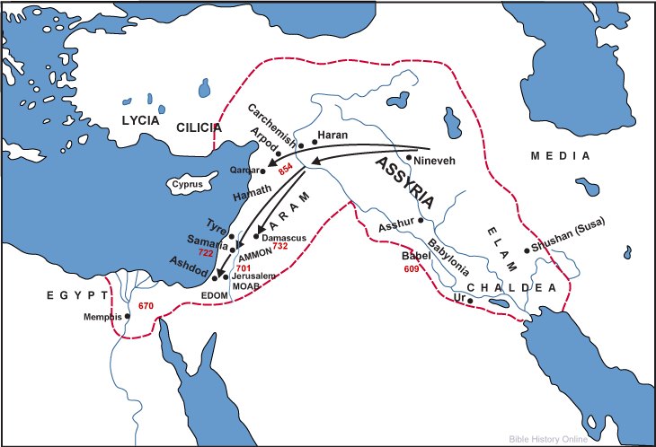 Map of Assyrian Conquests