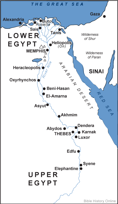 Map of Egypt in Biblical Times