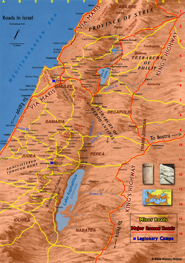 Map of the Roads in First Century Israel 
