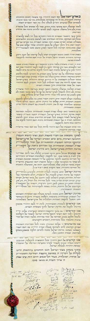 The Declaration Of The Establishment Of The State Of Israel (May 14, 1948)