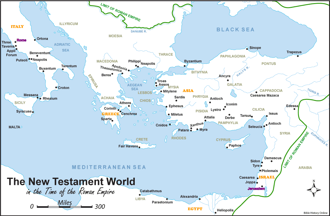 Map of the New Testament World During the Time of the Roman Empire