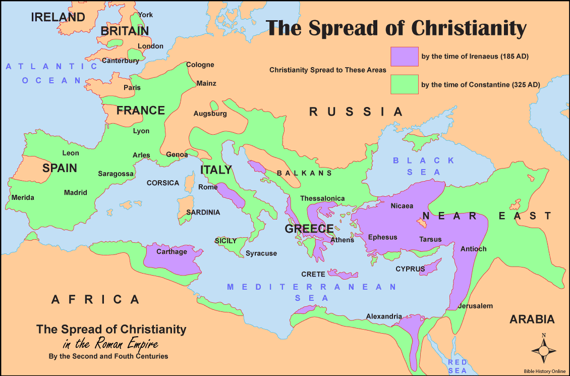 Map of the Spread of Christianity in the Roman Empire