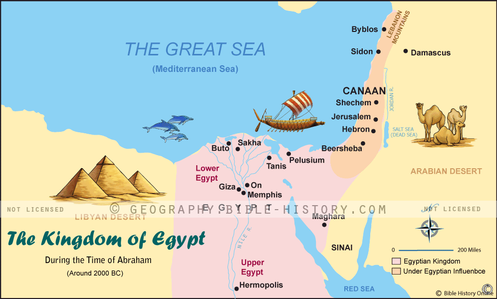 Quick Reference Map of the Kingdom of Egypt in the Time of Abraham