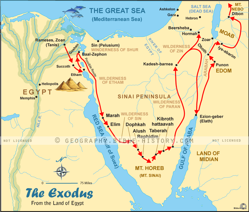 Map of the Exodus of the Hebrewd from the Land of Egypt