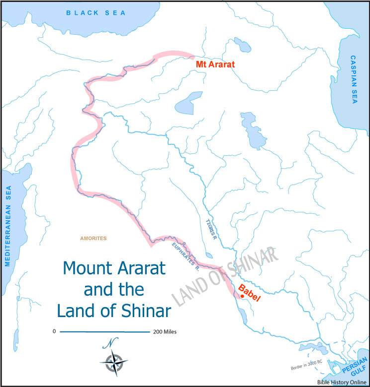 The Mountains of Ararat to Babel in the Land of Shinar
