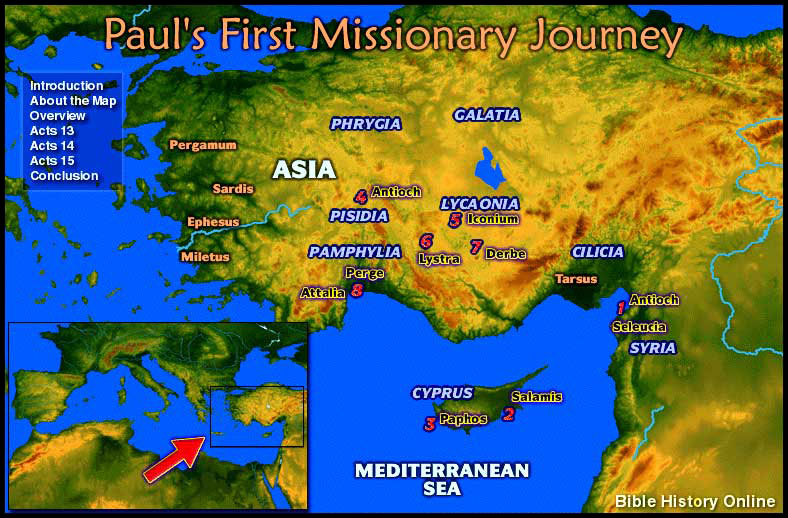 Map of Paul's First Missionary Journey