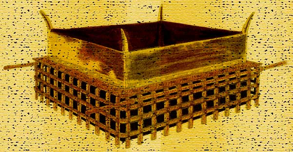 Illustration of the 4 horned Bronze Altar in the Tabernacle of Moses