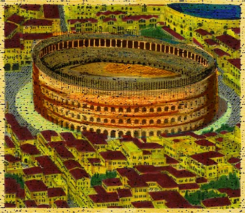 Painted Illustration of the Colosseum (Flavian Amphitheatre)