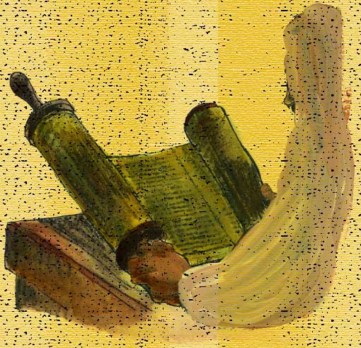 Painted Illustration of Jesus Reading from the Book of Isaiah